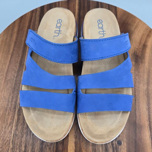 Earth Sandals Women's 6 M Blue Leather Adjustable Strap Open Toe Comfort Shoes - Picture 5 of 8